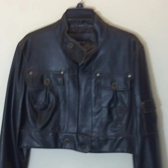 What’s Hot Brown Pleather Short Jacket Size XL - Picture 6 of 13